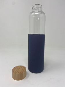 Glas Trinkflasche mit Silikonschutz Hülle und Bambus Deckel Sportflasche 580 ml