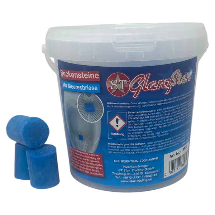 ST Glanzstar Urinal WC Steine Tabs Beckensteine mit Duft 1 KG Eimer mit Entkalker Klo Steine