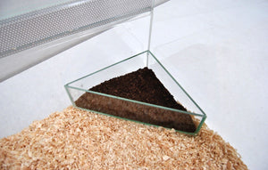 Wasserschale Dreieck aus Glas Sandbad Wasserbad Nager Hamster, Mäuse, Vögel