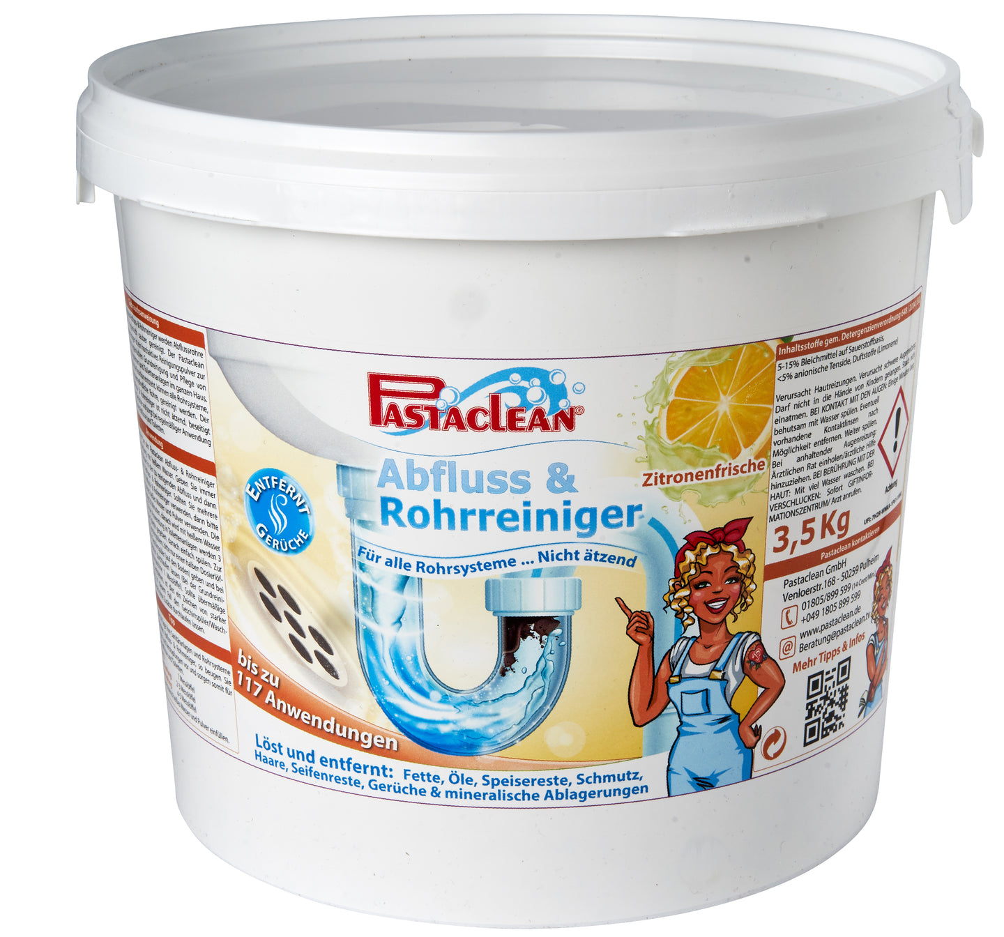 Pastaclean Abflussreiniger mit DUFT Rohrreiniger 4kg WC-Reiniger(Zitronenfrische)