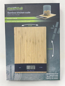 Küchenwaage Bambus, digital, incl. Batterie, versch. Einheiten einstellbar Holz